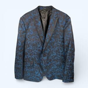 J. Ferrar Men's Suit Sport Coat Blue Black Jacquard Slim Fit 44 see description